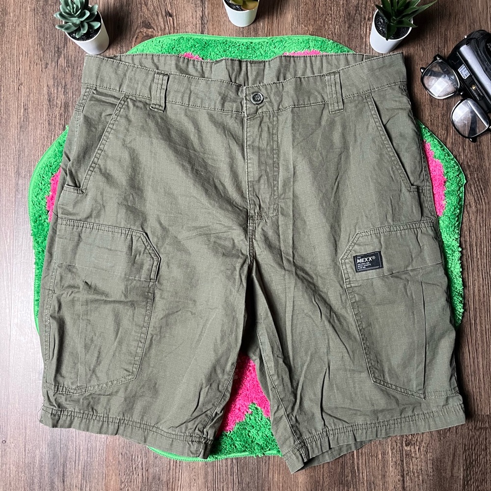 Mexx khaki Green Cargo Shorts with Utility Design  36W L22